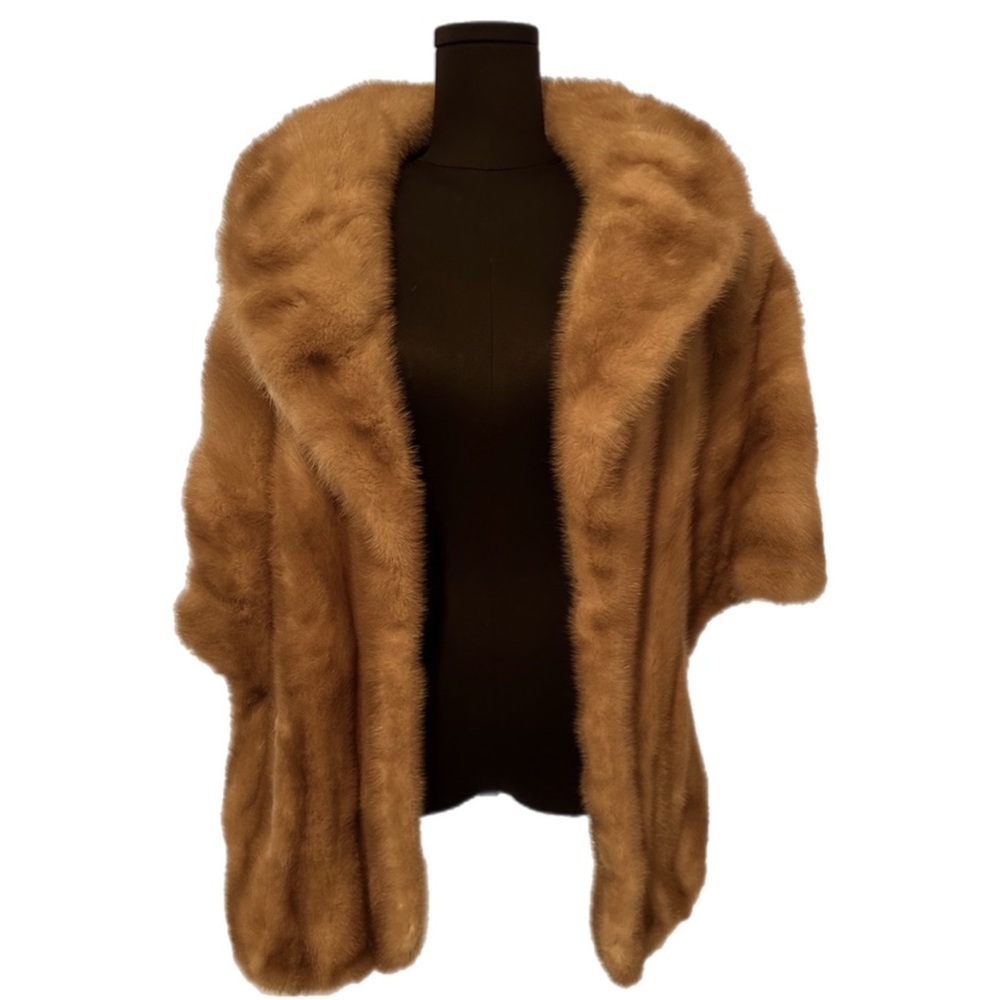 *SOLD* Vintage Pastel Mink Fur Stole with a Shawl Collar - Picture 1 of 11